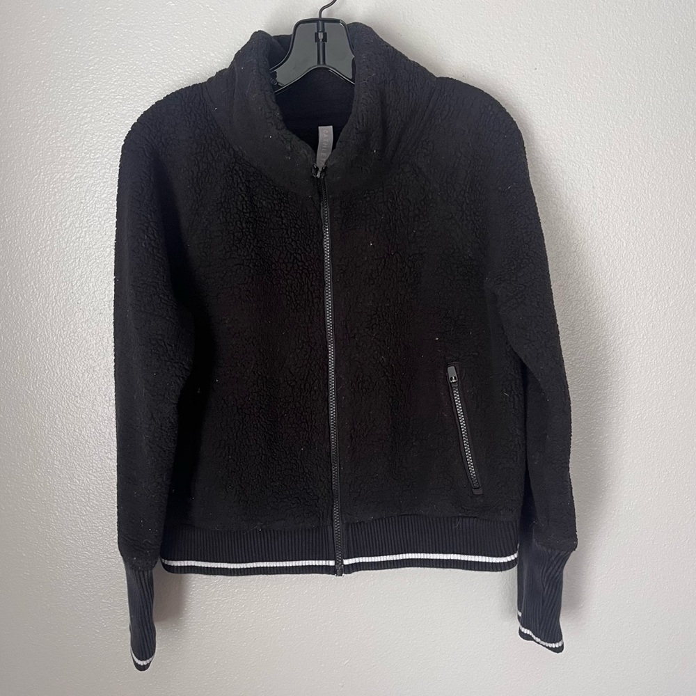 ATHLETA Tugga‎ Sherpa Jacket, Black  Medium Zip Up Long Sleeve